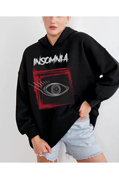 MAYDAY CULTURE سويت شيرت أسود خفيف الوزن فضفاض بثلاثة خيوط / منتج عارضة أزياء...