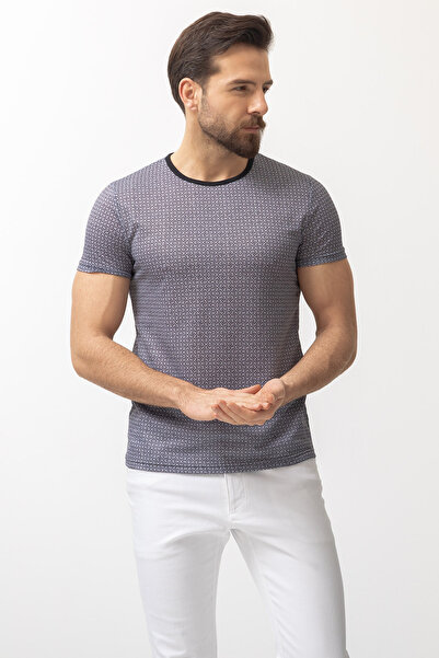 Mcr Ανδρικό μπλουζάκι με σχέδιο Slim Fit Crew Neck Μαύρο - 36701.22Y