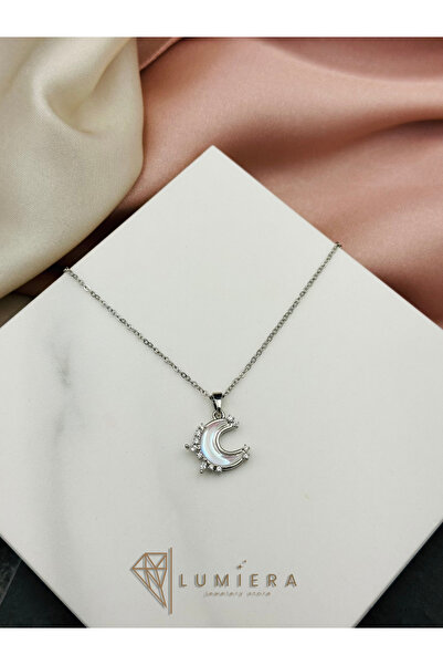 Çelik Lumiera Little Gems Moon Figure Necklace Steel