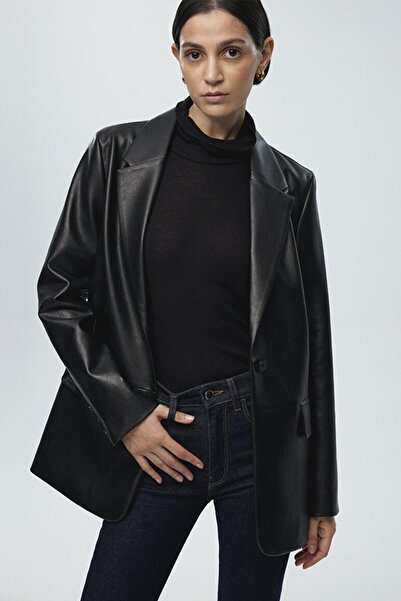 Mavi M1110494-900 Kadın Pu Blazer Ceket