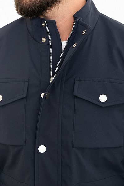 Mcr Straight Slim Fit Bag Pocket Judge Collar Men's Trenchcoat Navy Blue - 21301.24Y