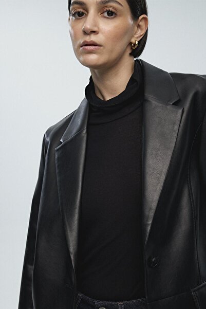 Mavi M1110494-900 Kadın Pu Blazer Ceket
