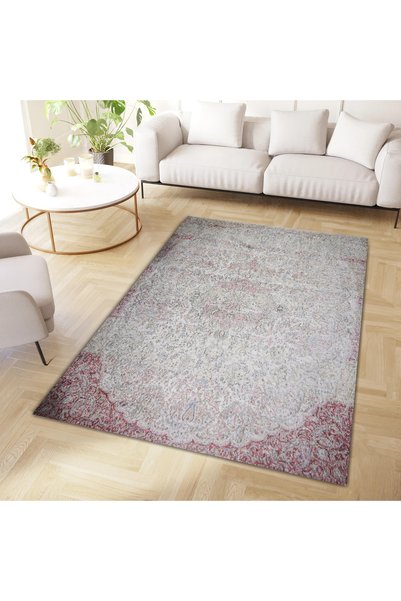 Rugs Modern Halı Colecția Mete Covor decorativ vintage cu tematică bej și roș...