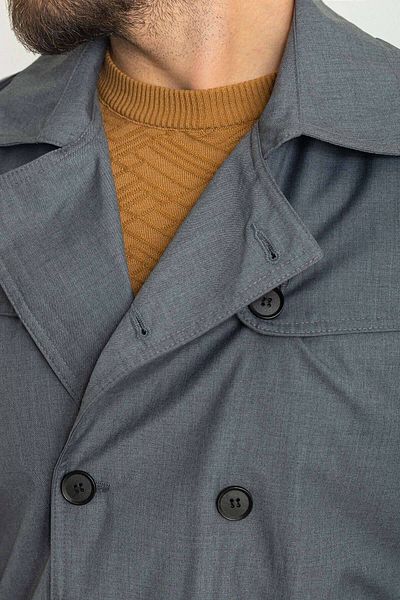 Mcr Straight Slim Fit Double Breasted Belted Men's Trenchcoat Anthracite - 21270.23Y