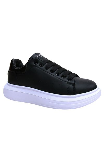 Best Of Bestof Black White Lace-Up Sneakers Sports Shoes