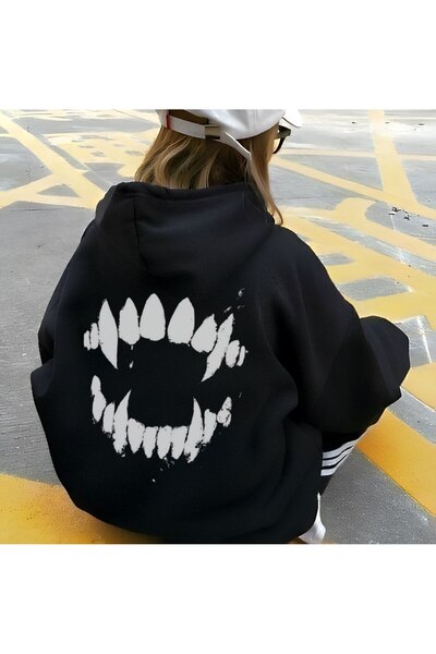 MAYDAY CULTURE سويت شيرت أسود خفيف الوزن فضفاض بثلاثة خيوط / منتج عارضة أزياء...