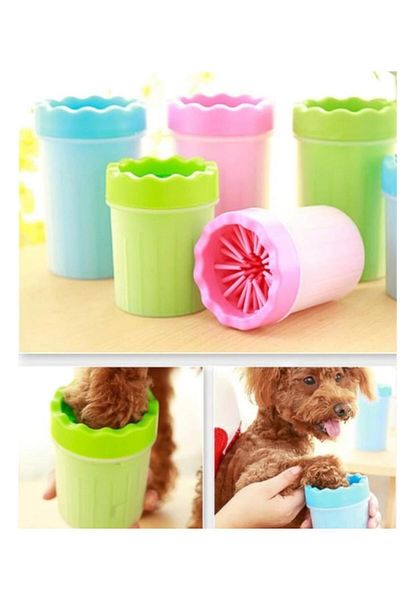 Lion Cat Dog Paw Foot Washing Paw Cleaning Bucket with Silicone Gel Brush (Small)