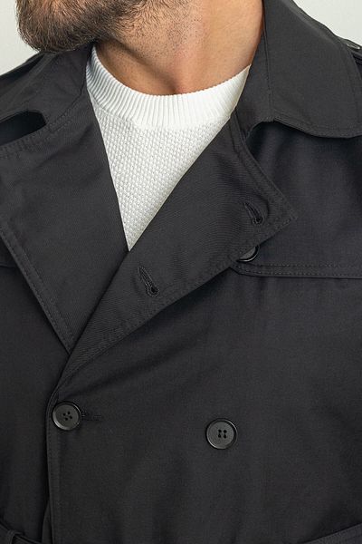 Mcr Straight Slim Fit Double Breasted Belted Men's Trenchcoat Black - 21270.23Y