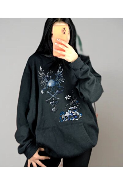 MAYDAY CULTURE Hanorac cu glugă negru Affliction - Ușor, cu o formă largi, tr...