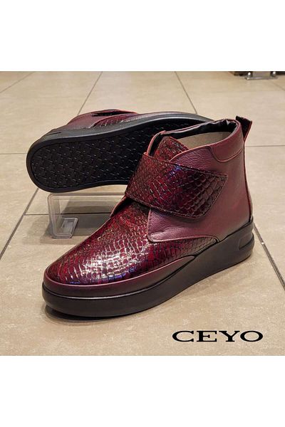 Ceyo Γυναικείες μπότες από γνήσιο δέρμα Full Orthopedic Velcro