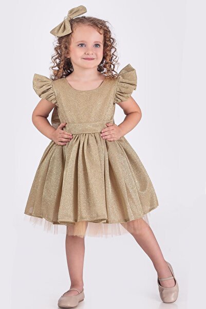 Minik Dolap Shiny Fabric Girl's Evening Dress