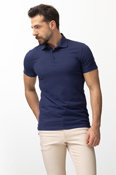 Mcr Ανδρικό μπλουζάκι Duz Slim Fit Polo Neck Navy Blue - 36693.22Y