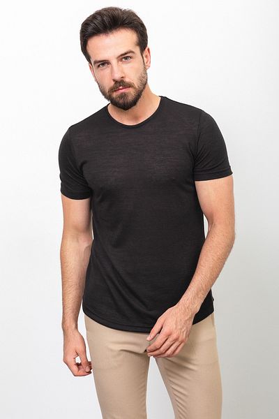 Mcr Plain Slim Fit Crew Neck Basic Men's T-Shirt Black - 36720.22Y
