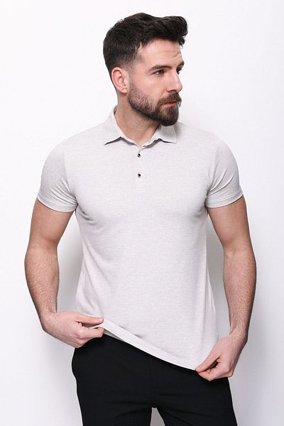 Mcr Patterned Slim Fit Polo Neck Men's T-Shirt Gray - 36707.22Y