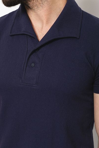 Mcr Patterned Slim Fit Lapel Collar Men's T-Shirt Navy Blue - 36715.22Y