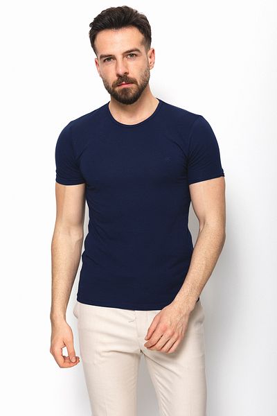 Mcr Plain Super Slim Fit Crew Neck Basic Men's T-Shirt Navy Blue - 36362.17Y