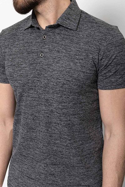Mcr Patterned Black Slim Fit Polo Collar Men's T-shirt
