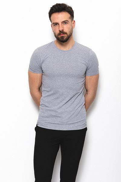 Mcr Plain Super Slim Fit Crew Neck Basic Men's T-Shirt Gray - 36362.17Y