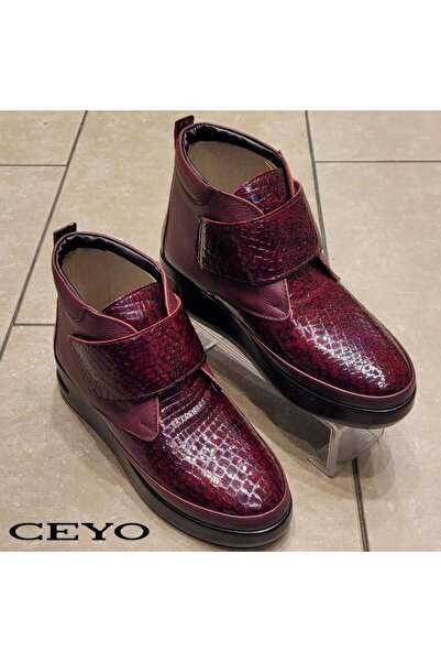 Ceyo Γυναικείες μπότες από γνήσιο δέρμα Full Orthopedic Velcro