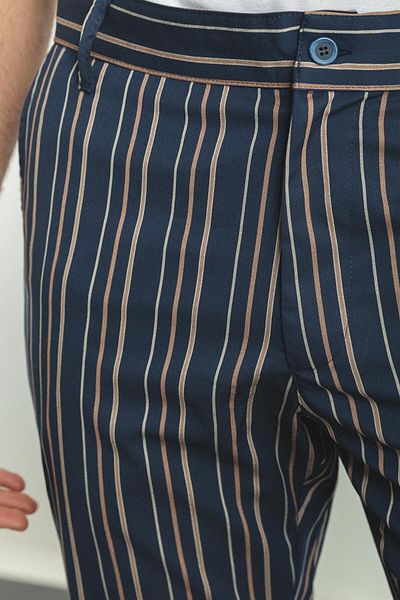 Mcr Striped Super Slim Fit Men's Shorts Navy Blue-Camel - 18100.23Y