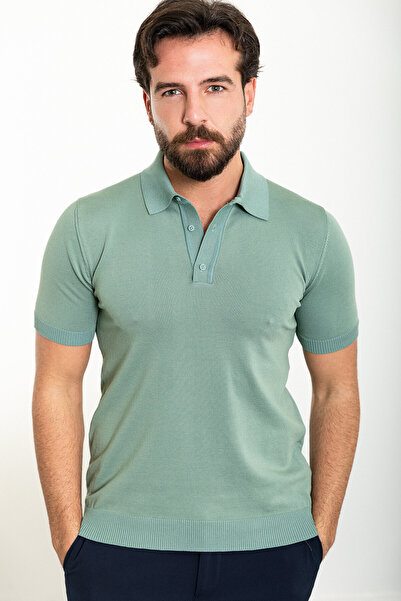 Mcr Прямий Slim Fit Поло з коміром Чоловічий трикотажний футболка Çağla - 11488.24Y