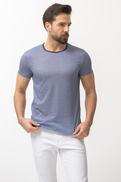 Mcr Ανδρικό μπλουζάκι με σχέδιο Slim Fit Crew Neck Navy Blue - 36701.22Y