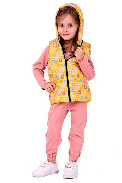 TRENDİMİZBİR Baby Girl Sweet Written Hooded Vest Set - Powder