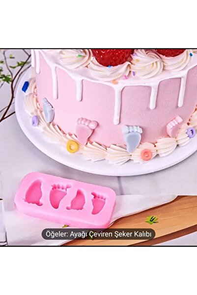 ÇEÇEN HOME قالب حلوى سيليكون، 4 تجويف قالب سيليكون على شكل قدم، الشوكولاتة، ا...