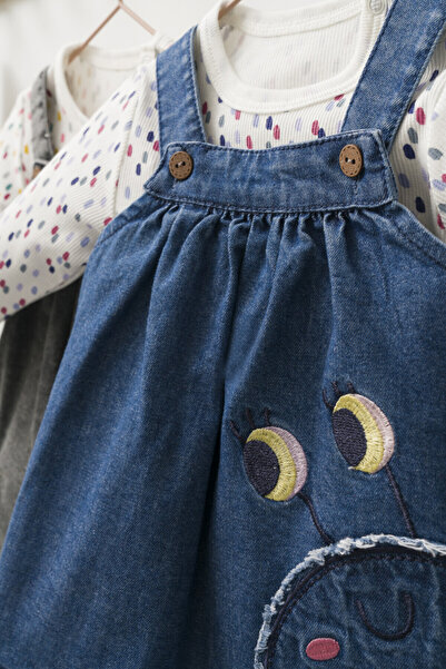 Tongs Baby Set rochita cu body pentru fetite Monster, Tongs baby, Bleumarin, 9-12 luni