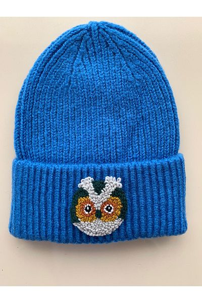 byebruketenci Blue Owl Beret Punch Hat Christmas Gift