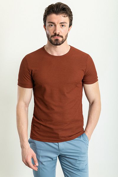 Mcr Plain Slim Fit Crew Neck Men's T-Shirt Tile - 36792.23Y
