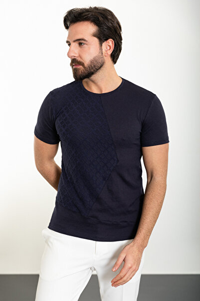 Mcr Ανδρικό μπλουζάκι με σχέδια Slim Fit Crew Neck Navy Blue - 36828.24Y