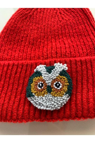 byebruketenci New Year's Red Owl Beret Punch Hat Gift