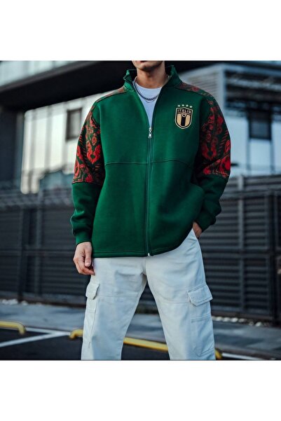 bergibo Ιταλία Oversize Ζακέτα με φερμουάρ 100% χτενισμένο βαμβακερό - 3 νήματα Shardon Ποιότητα Unisex Sports Cardigan