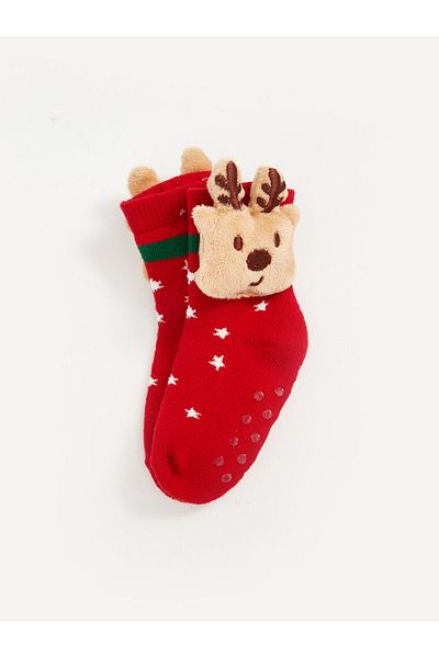 LC Waikiki Lcw Kids Red Christmas Themed Baby Boy Home Socks