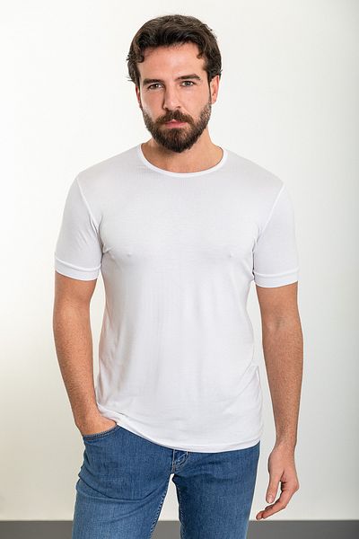 Mcr Plain White Slim Fit Crew Neck Men's T-shirt
