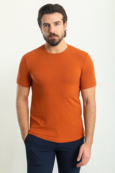 Mcr Ανδρικό μπλουζάκι με ριγέ σχέδιο Slim Fit Crew Neck Tile - 36791.23Y