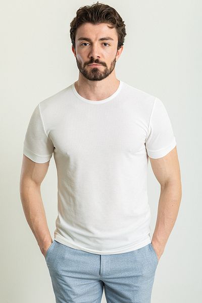 Mcr Plain Slim Fit Crew Neck Men's T-Shirt Ecru - 36792.23Y