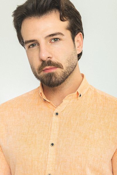 Mcr Plain Slim Fit Basic Linen Men's Shirt Orange - 37356.21Y