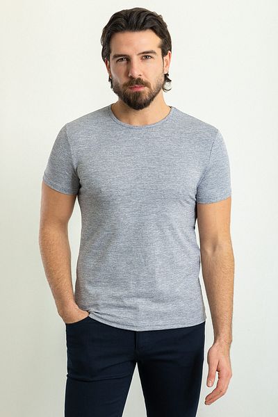 Mcr Patterned Slim Fit Crew Neck Men's T-Shirt Navy Blue - 36783.23Y
