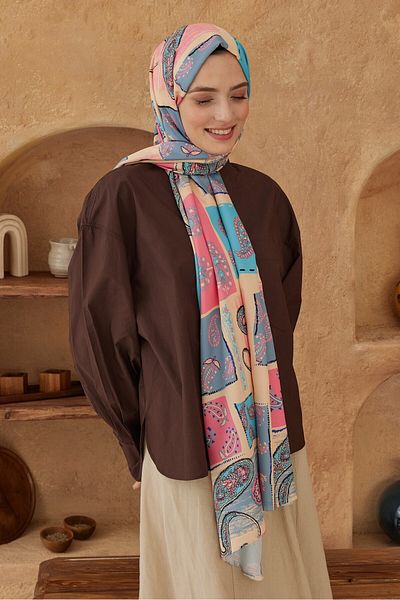 Modakaşmir Şal mătăsos cu model Paisley Patchwork