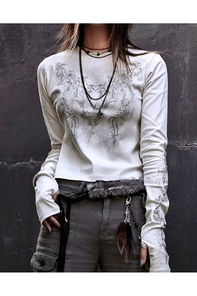 Köstebek Cyber Grunge Long Sleeve Sweatshirt