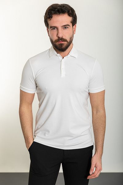 Mcr Plain Slim Fit Polo Neck Men's T-Shirt Ecru - 36827.24Y