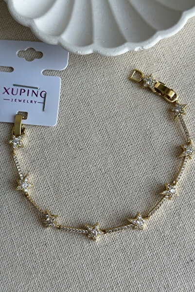 MODA Caprea Xuping 17+2 cm Yıldız Taşlı 14 K Renginde Kadın Bileklik Kadın Xuping Bileklik