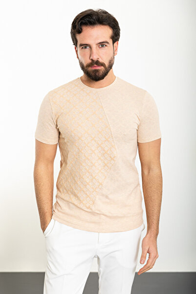 Mcr Смугаста футболка Slim Fit з велосипедним коміром для чоловіків, колір ка...