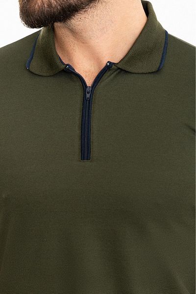 Mcr Plain Slim Fit Zippered Polo Neck Men's T-Shirt Khaki - 36808.24Y