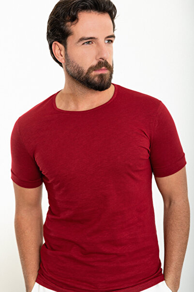 Mcr Ανδρικό μπλουζάκι με λεπτή εφαρμογή Crew Neck Claret Red - 36810.24Y