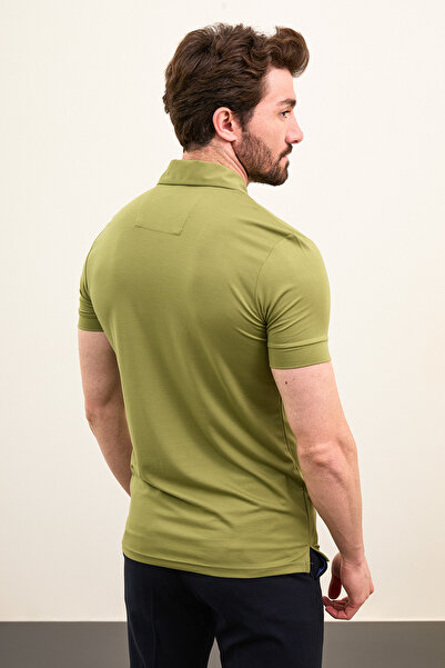 Mcr Ανδρικό μπλουζάκι με φερμουάρ, λεπτή εφαρμογή, πόλο γιακά, πράσινο - 36826.24Y