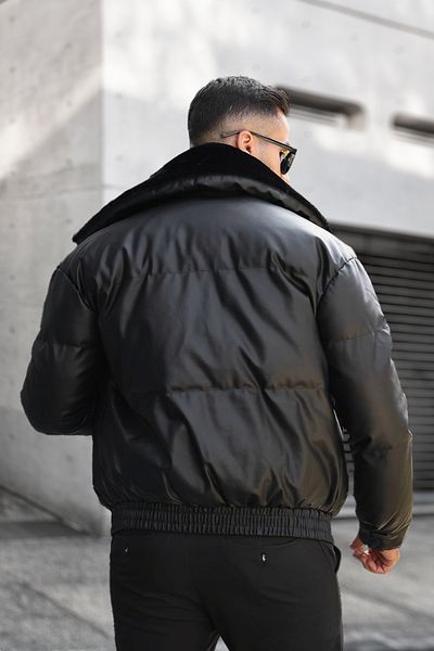 Moderk Puffy Leather Fur Men's Coat
