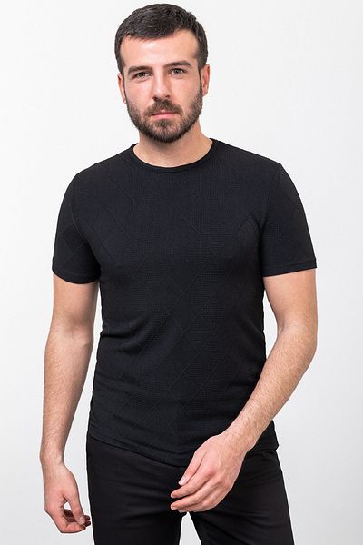 Mcr Checkered Patterned Slim Fit Crew Neck Men's T-Shirt Black - 36789.23Y